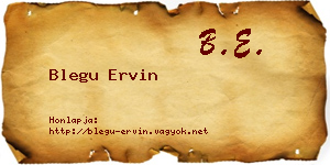 Blegu Ervin névjegykártya